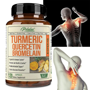 Premium Turmeric Powder Curcumin Capsules - Contains Quercetin, Bromelain and Black Pepper To Promote Joint and Bone Health