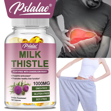 Natural Milk Thistle Supplement - Rich Silymarin & Dandelion Root, Detox Cleansing, for Liver Health, Supports Liver Function