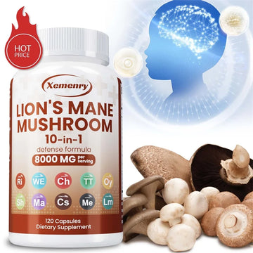 Lion's Mane Mushroom Capsules - Strengthen The Brain and Improve Memory, for Mood and Sleep Health