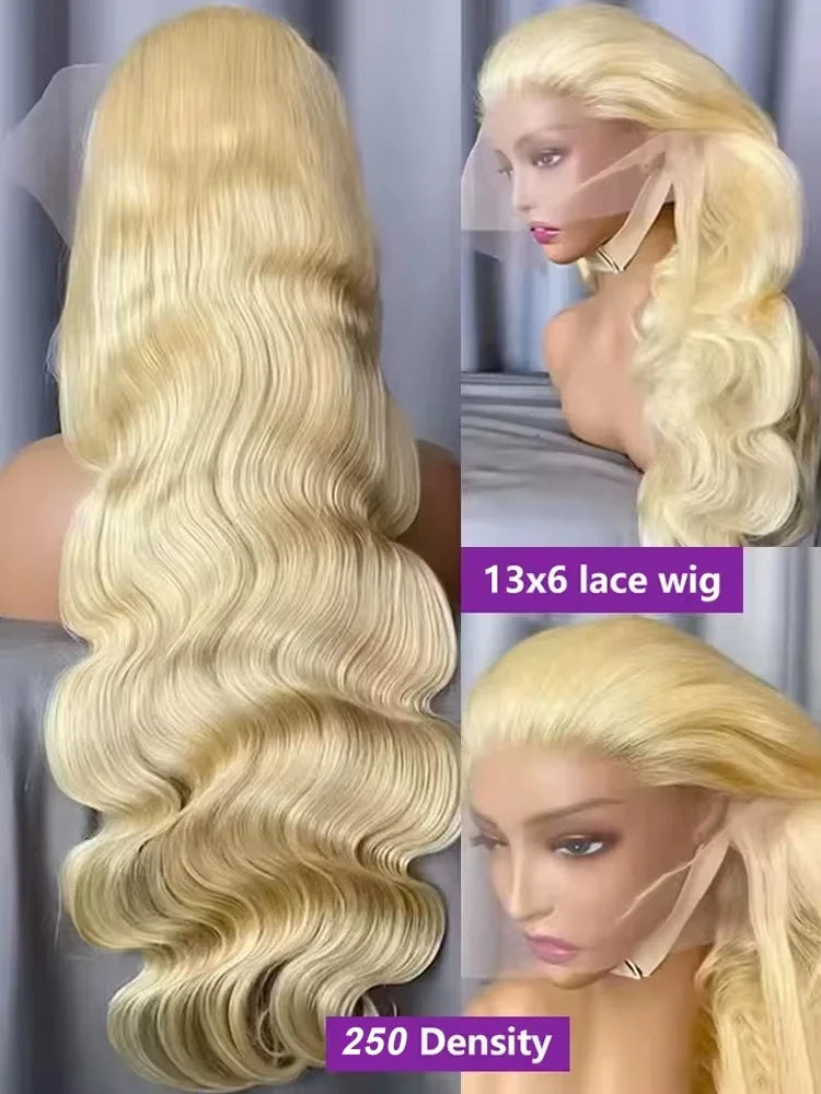 613  Blonde Body Wave Lace Front Wig 13x4 13x6 Human Hair Wig Pre Plucked HD Transparent Lace Frontal 30 40 Inch Wigs For Women