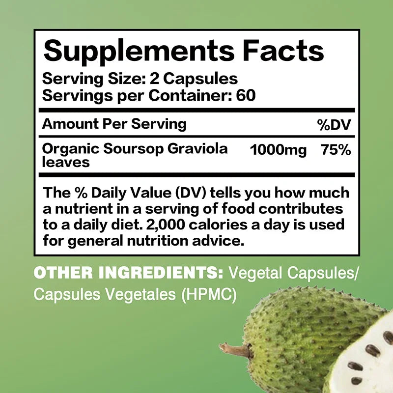 Soursop Graviola - Powerful Antioxidant, Promote Digestion & Cellular Health, Strengthen Immunity