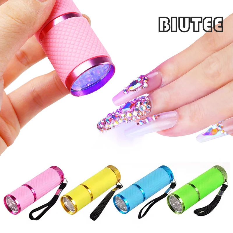 Portable Mini 9 LED UV Nail Dryer Flashlight for Gel Polish Curing Handheld LED Manicure Lamp Fast Drying Nail Art Gel tool